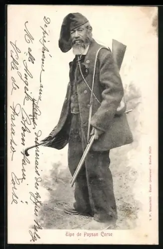 AK Korsika / Corse, korsischer Bauer mit Gewehr