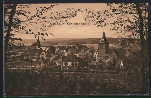 AK Schledehausen / Bissendorf, Ortsansicht mit Kirche