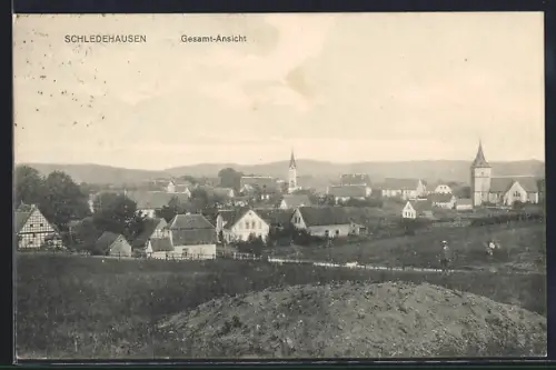 AK Schledehausen / Bissendorf, Blick auf den Ort vom Ortsrand