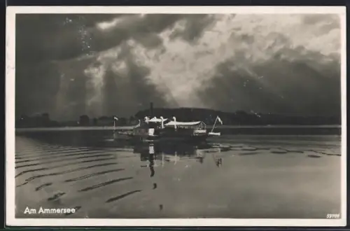 AK Utting / Ammersee, Dampfschiff auf dem See