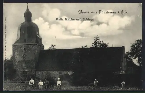 AK Fürstenau / Hann., Kath. Kirche und Schloss
