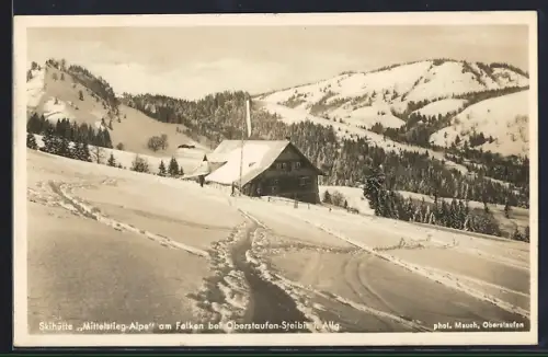 AK Oberstaufen-Steibis, Gasthaus und Skihütte Mittelstieg-Alpe am Falken