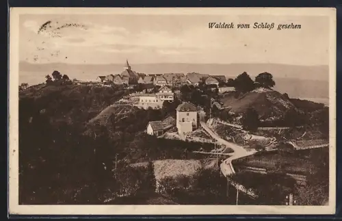 AK Waldeck / Hessen, Ortsansicht vom Schloss gesehen