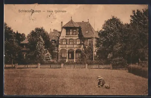 AK Schledehausen / Bissendorf, Haus Hochheim von der Wiese aus gesehen