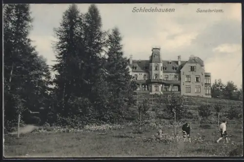 AK Schledehausen / Bissendorf, Sanatorium aus den Gartenanlagen