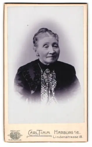 Fotografie Carl Timm, Harburg a. E., Lindenstrasse 18, Porträt einer älteren Dame