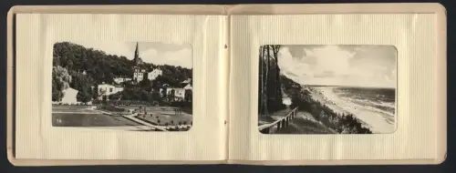12 Fotografien Ansicht Misdroy, Kaiser-Friedrich Brücke, Oststrand Kaffeeberg, Steilküste Huck, Musikpavillon, 1929