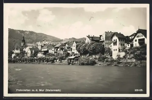 AK Frohnleiten a. d. Mur, Ortsansicht am Ufer