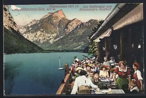 AK Leopoldsteiner-See, Seeterrasse von Reisenzein`s Gasthof