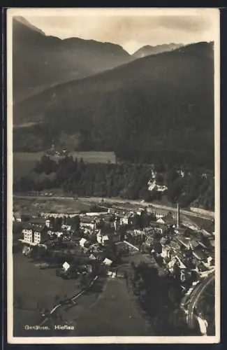 AK Hieflau, Gesäuse, Ortsansicht aus der Vogelschau