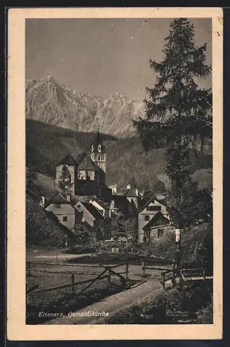 AK Eisenerz, Teilansicht mit Oswaldikirche