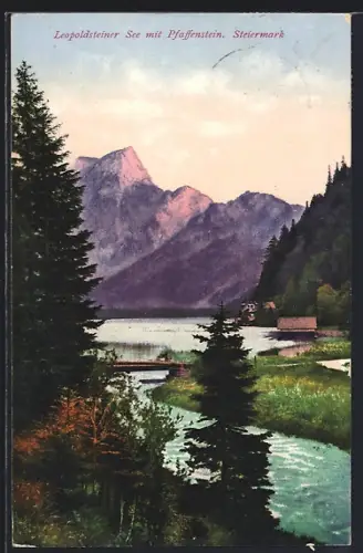AK Eisenerz, Leopoldsteiner See mit Pfaffenstein
