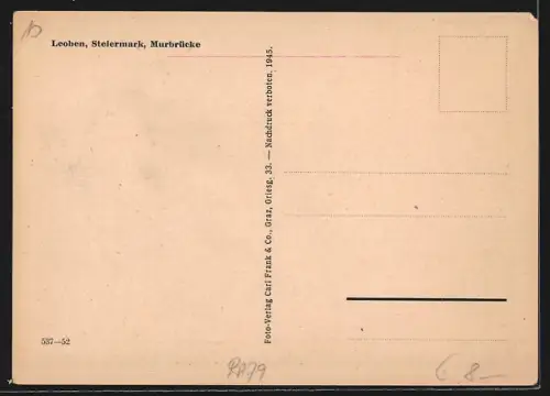 AK Leoben, Murbrücke mit Ortspanorama