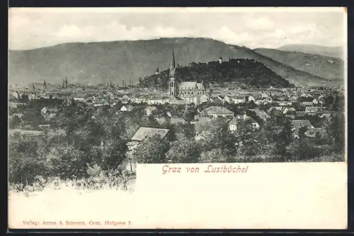 AK Graz, Ortsansicht von Lustbüchl aus