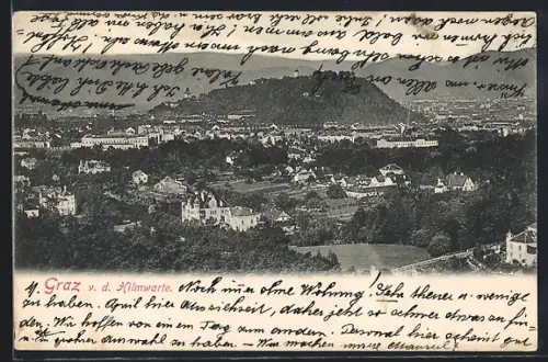 AK Graz, Stadtansicht von der Hilmwarte aus