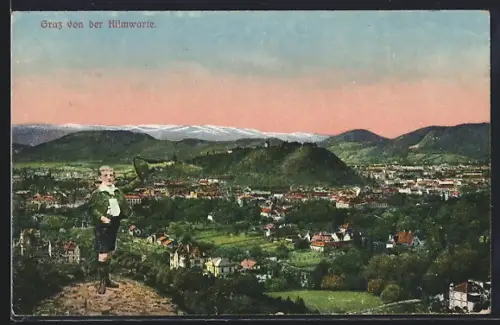 AK Graz, Ortsblick von der Hilmwarte