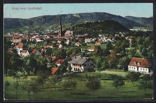 AK Graz, Totalansicht von Lustbühel