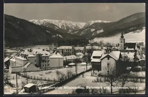 AK Mürzzuschlag, Ortsansicht gegen Schneealpe