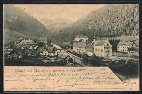 AK Mürzsteg /Steiermark, Ortsansicht aus der Vogelschau
