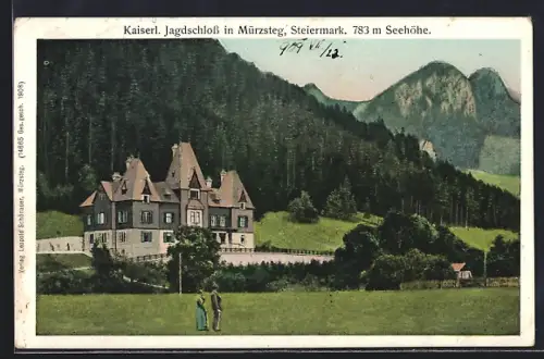 AK Mürzsteg, Blick zum Kaiserl. Jagdschloss