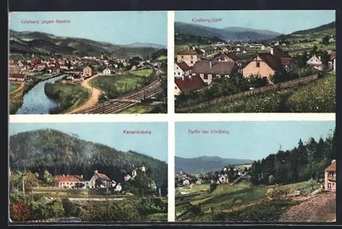 AK Kindberg, Ortsansicht gegen Norden, Kindberg-Dörfl, Kalvarienberg, Ortspartie