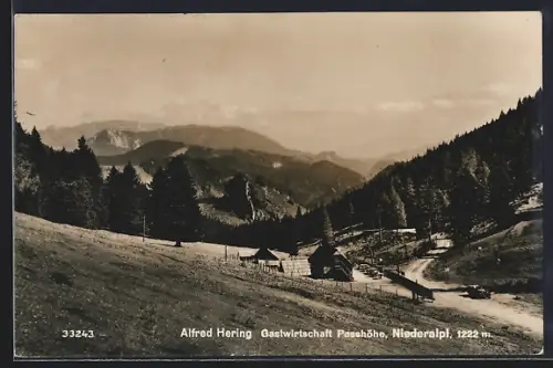AK Niederalpl, Blick auf die Gastwirtschaft Passhöhe von Alfred Hering