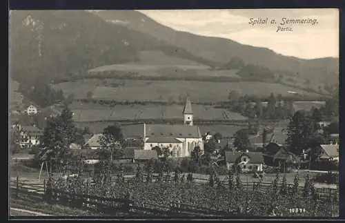AK Spital a. Semmering, Ortspartie mit Kirche