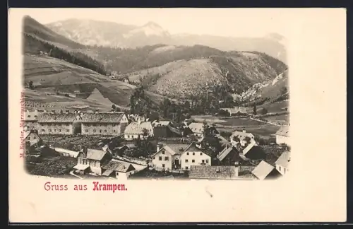 AK Neuberg-Krampen / Mürz, Ansicht des Ortes aus der Vogelschau