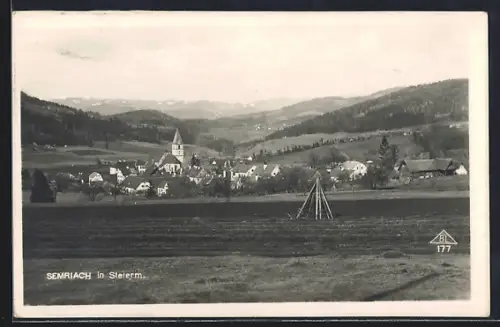 AK Semriach in Steierm., Ortsansicht von der Feldflur aus