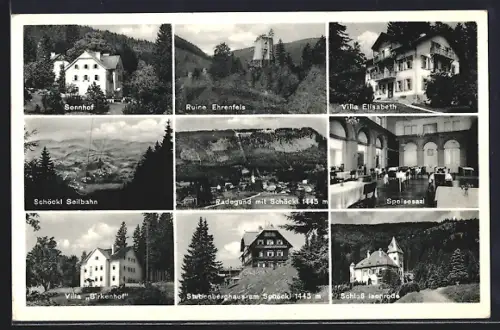 AK Radegund / Schröckl, Ortsansicht, Ruine Ehrenfels, Villa Elisabeth, Villa Birkenhof, Schloss Isenrode