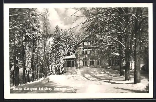 AK Radegund bei Graz, Kurhaus im Schnee