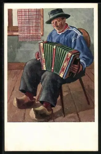 Künstler-AK Le Musicien du Village