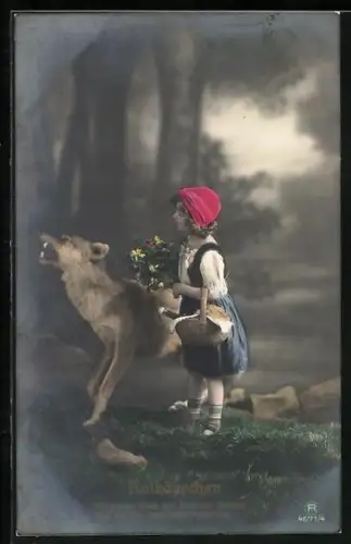 AK Rotkäppchen mit dem Wolf