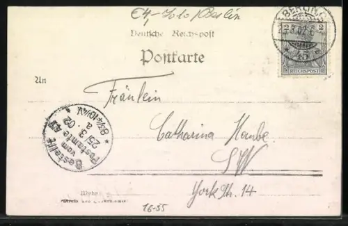 AK Berlin, Portal von Berliner Stadtschloss in herzförmigem Passepartout