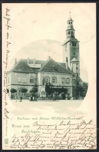 AK Gardelegen, Rathaus mit Kaiser Wilhelm-Denkmal