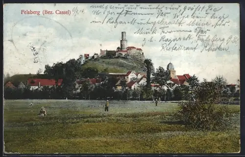 AK Felsberg / Kassel, Burg, Stadtansicht