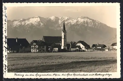 AK Piding bei Bad Reichenhall, Kirche gegen das Lattengebirge
