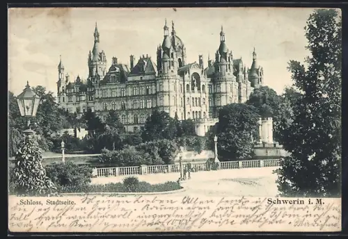 AK Schwerin i. M., Schloss von der Stadtseite aus
