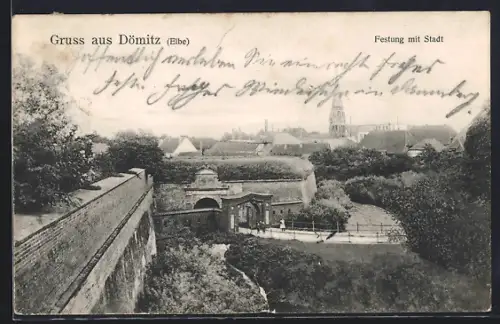 AK Dömitz /Elbe, Festung mit Stadt