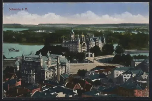 AK Schwerin i. M., Ortsansicht mit See