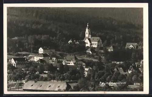 AK Bayr. Eisenstein, Ortsansicht mit Kirche