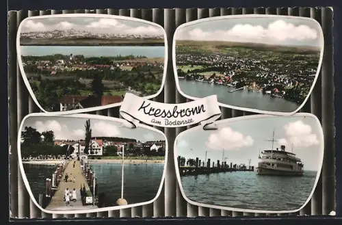 AK Kressbronn am Bodensee, Hafen, Dampfer, Steg