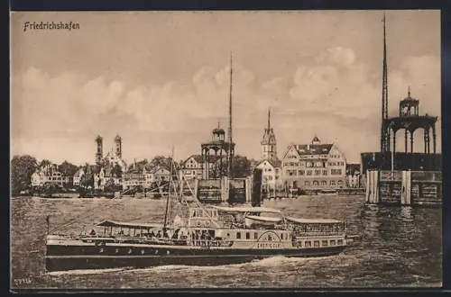 AK Friedrichshafen, Dampfschiff Koenig Karl im Hafen