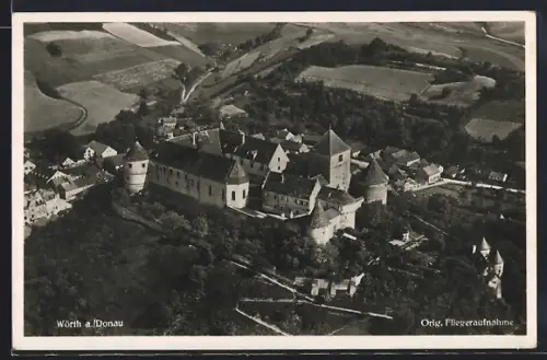 AK Wörth a. Donau, Ortsansicht vom Flugzeug aus