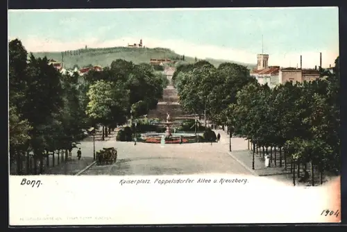 AK Bonn, Kaiserplatz m. Poppelsdorfer Allee u. Kreuzberg