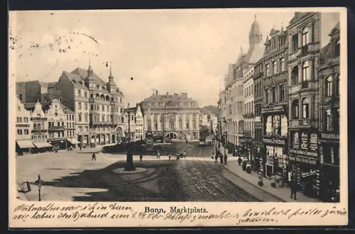 AK Bonn, Marktplatz mit Strassenbahn