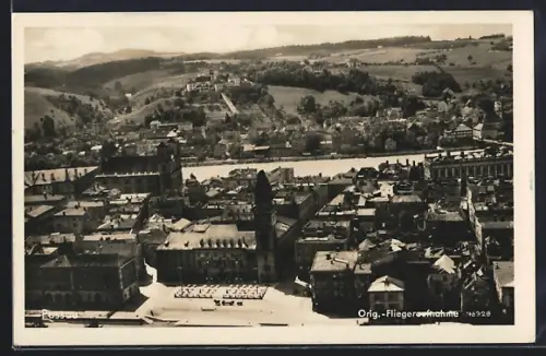 AK Passau, Ortsansicht vom Flugzeug aus