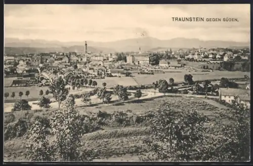 AK Traunstein, Stadtansicht gegen Süden