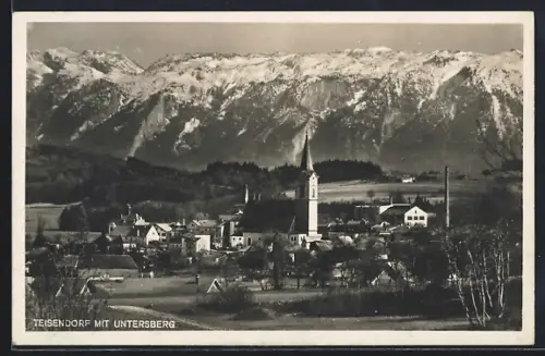 AK Teisendorf am Untersberg, Ortsansicht mit Bergpanorama