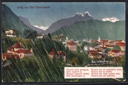 AK Bad Reichenhall, Ortsansicht im Regen